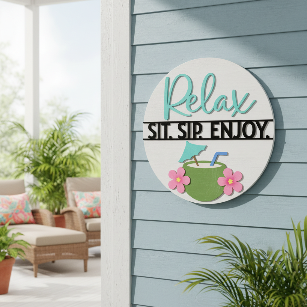 Relax. Sit. Sip. Enjoy. | DIY Wood Sign Kit | Laser-Cut Blank Sign