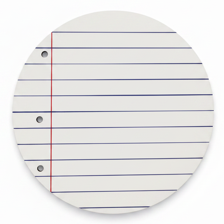 White circular notebook disc straightened