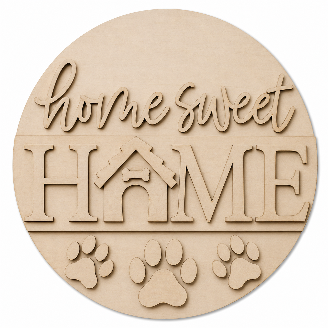 Home Sweet Home Dog DIY Wood Sign Kit | Round Door Sign