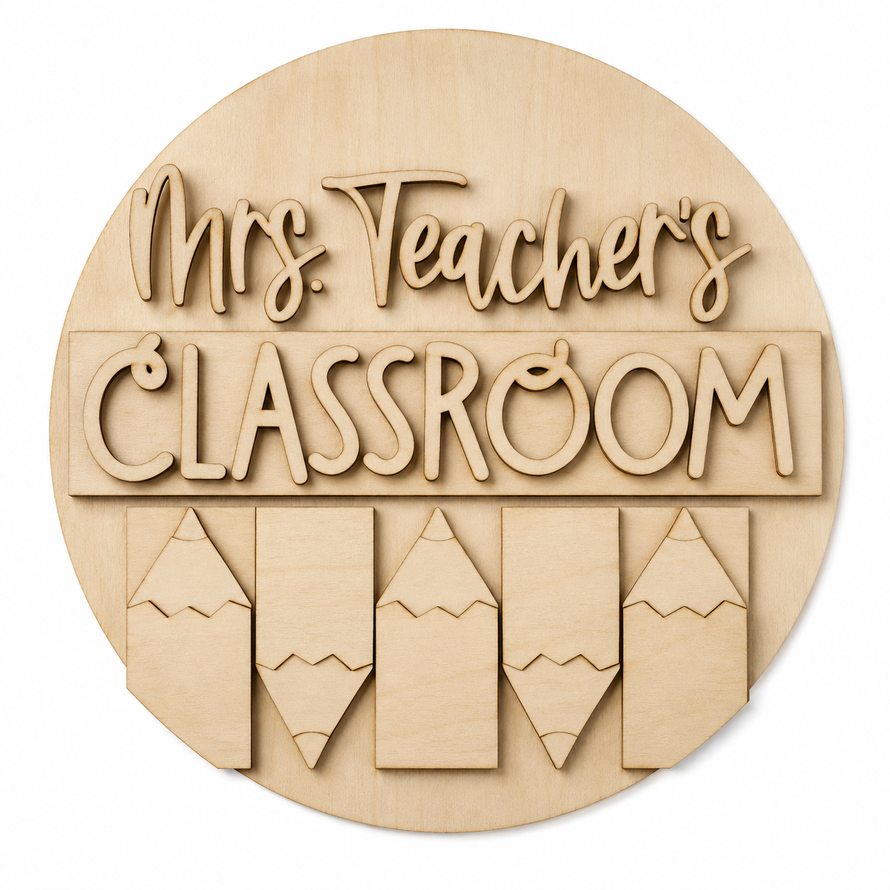 Mrs. Teacher's Classroom unfinished wood sign kit