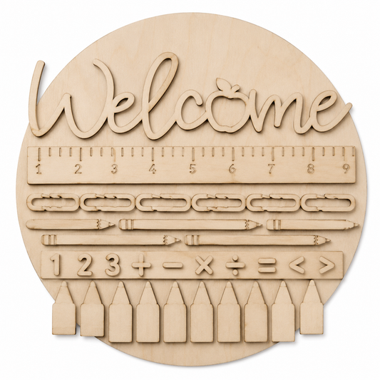 Mrs. Teacher's Class unfinished wood sign kit assembled