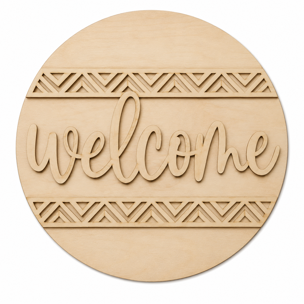 Welcome Chevron DIY Wood Sign Kit | Boho Front Door Round Sign