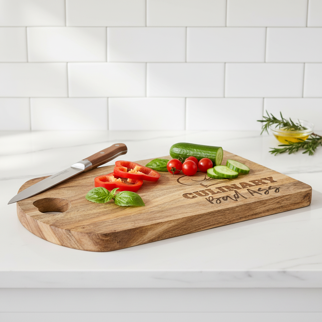 Culinary Bad Ass cutting board in modern kitchen lifestyle setting