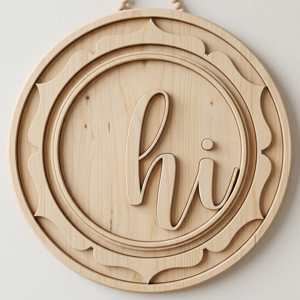 Hi Medallion Border DIY Wood Sign Kit | Round Door Sign