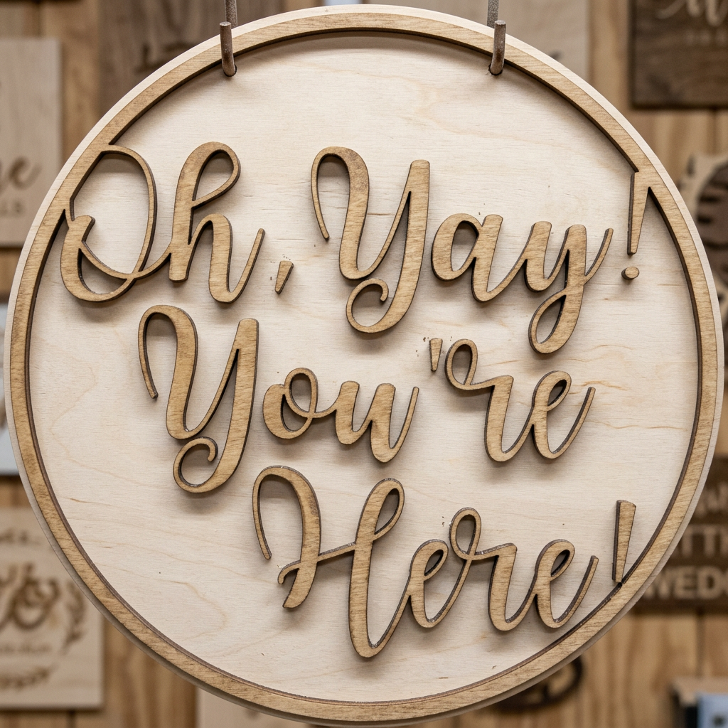 Oh Yay You're Here DIY Wood Sign Kit | Round Door Sign