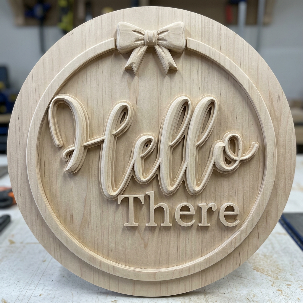 Hello There with Bow DIY Wood Sign Kit | Round Door Sign