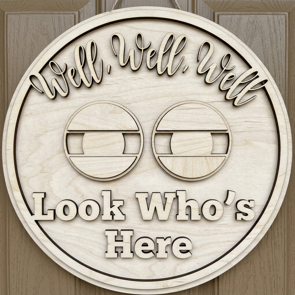 Well Well Well Look Who's Here DIY Wood Sign Kit | Round Door Sign