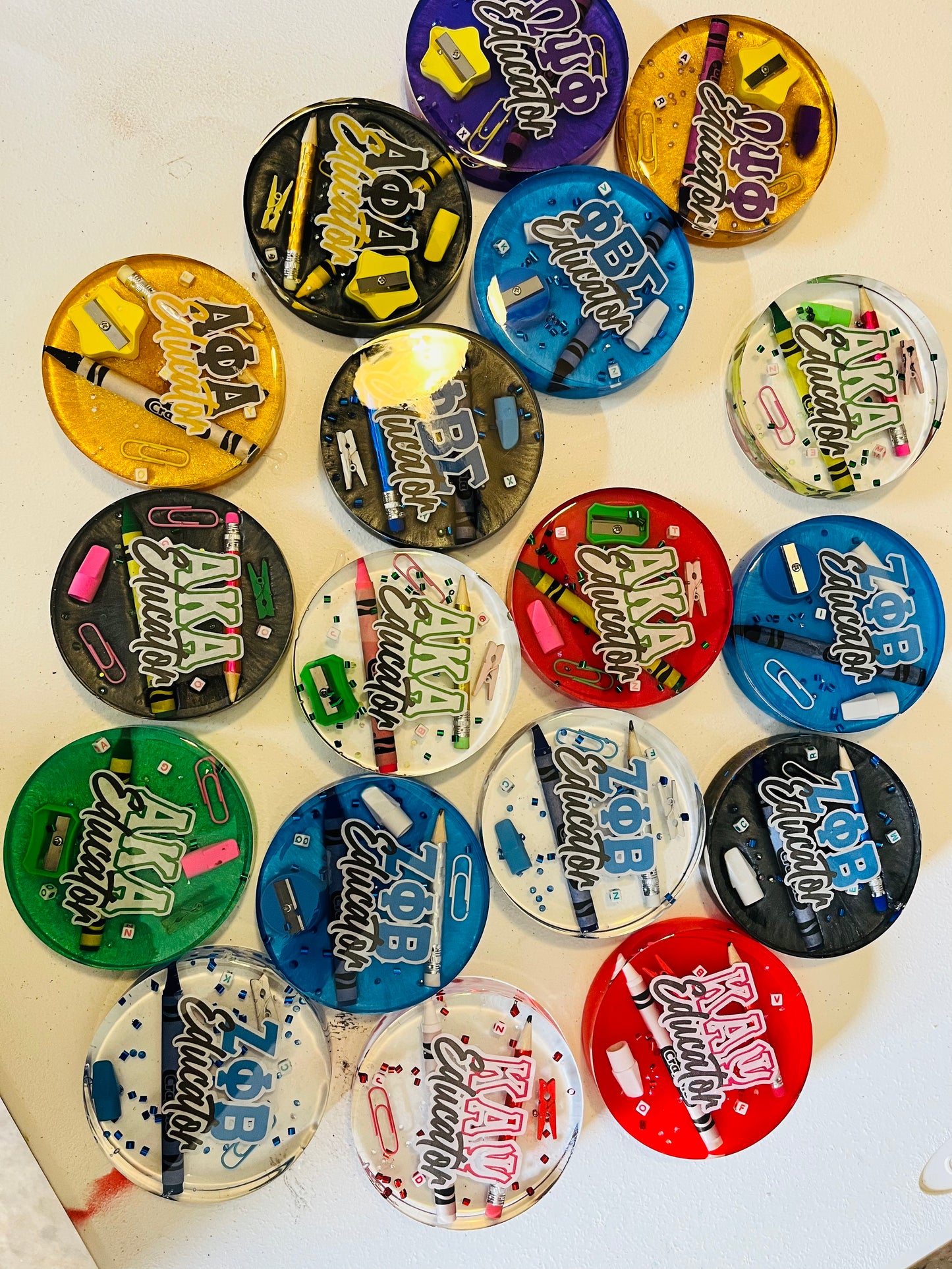 Divine 9 Greek Educator Resin Coaster | Personalized Teacher Gift