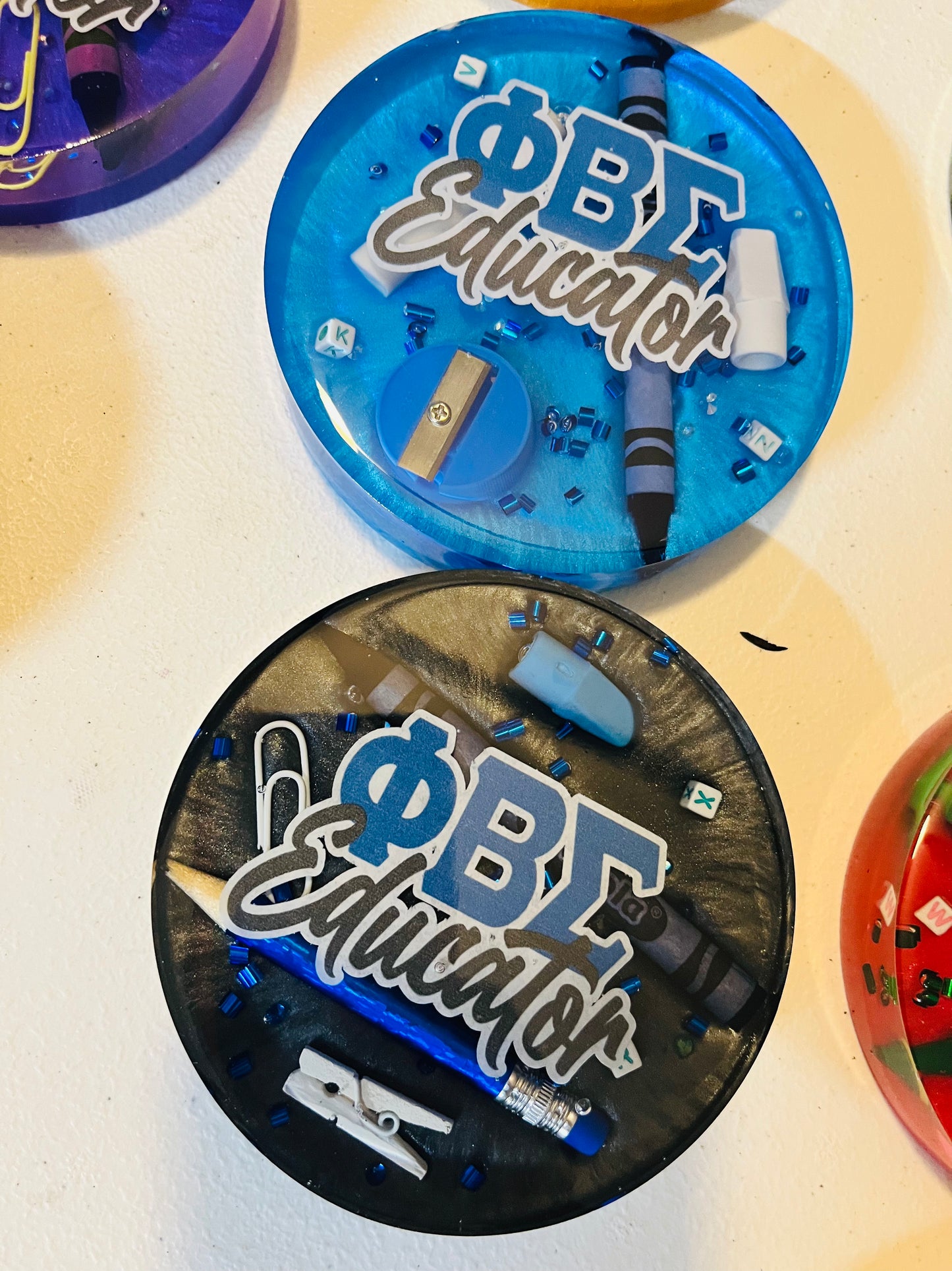 Divine 9 Greek Educator Resin Coaster | Personalized Teacher Gift