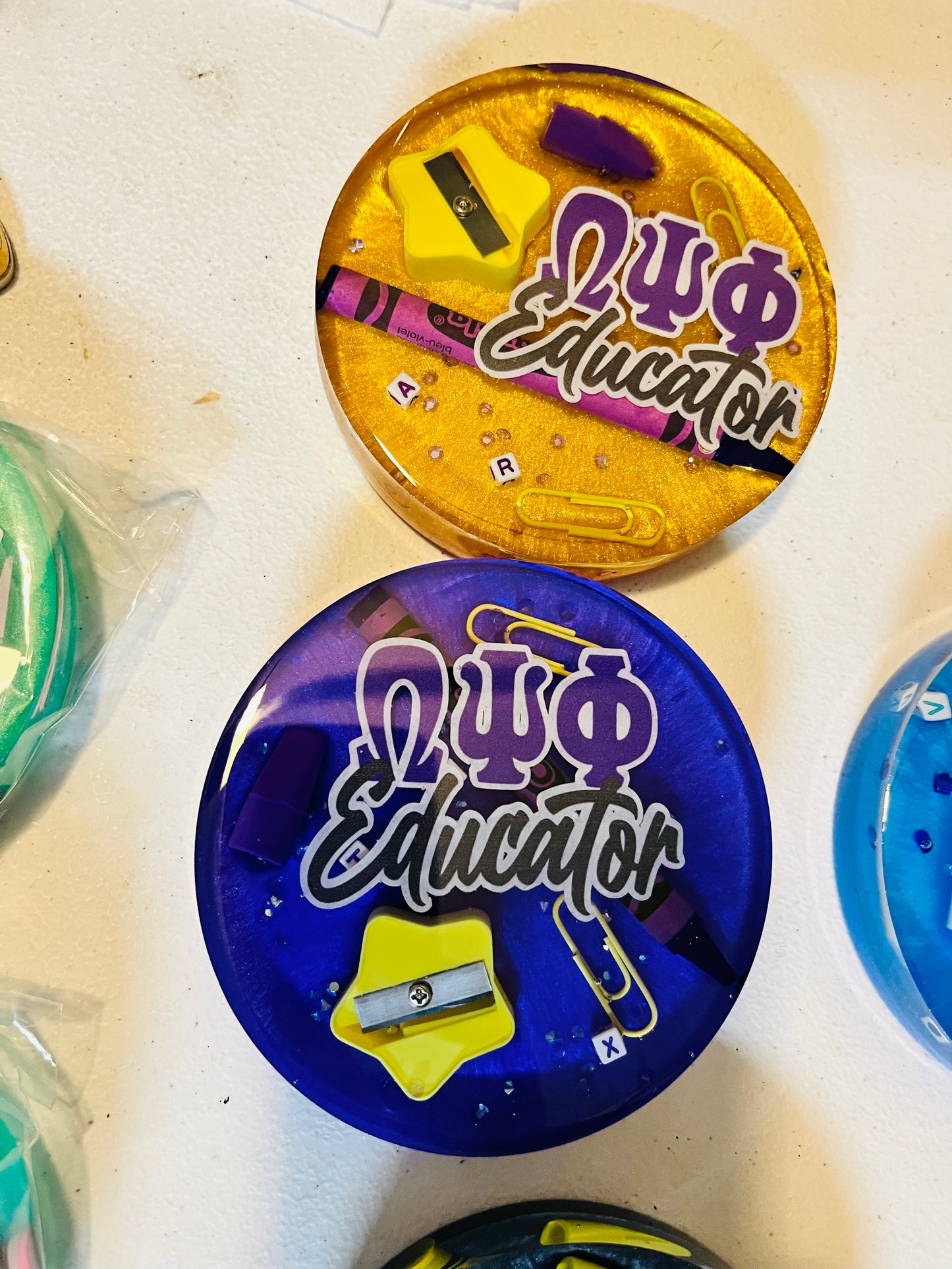 Divine 9 Greek Educator Resin Coaster | Personalized Teacher Gift