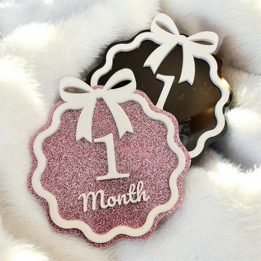 Wavy Bow Baby Month-to-Month Milestone Photo Prop
