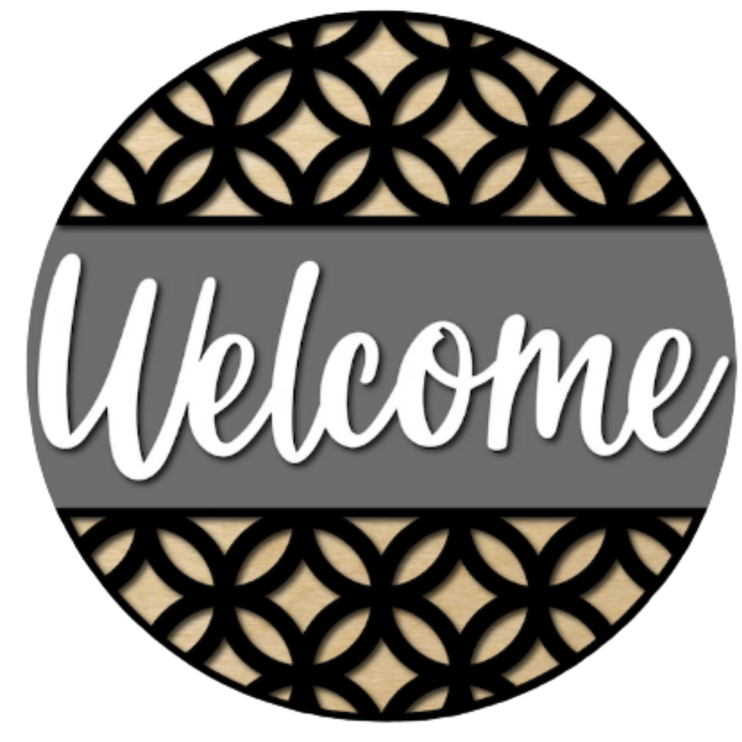 Welcome Circle Lattice DIY Wood Sign Kit | Round Front Door Sign
