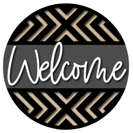 Welcome Boho Aztec DIY Wood Sign Kit | Geometric Front Door Sign