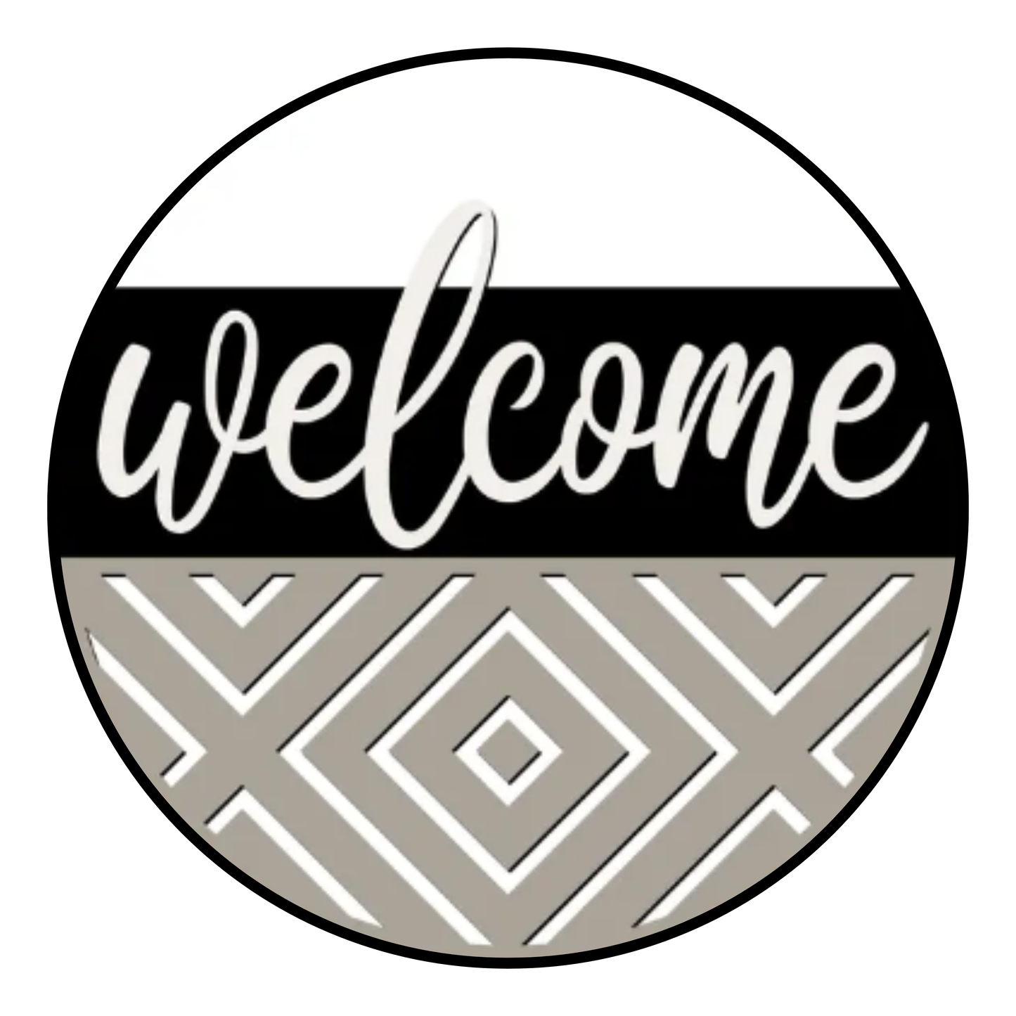 Welcome Diamond Geo DIY Wood Sign Kit | Boho Round Front Door Sign