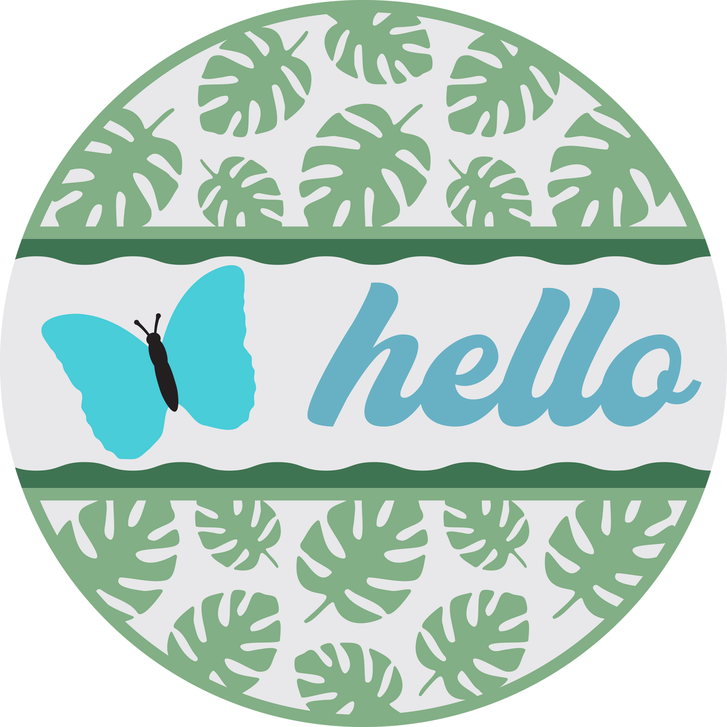 Hello Butterfly Monstera DIY wood sign kit design mockup