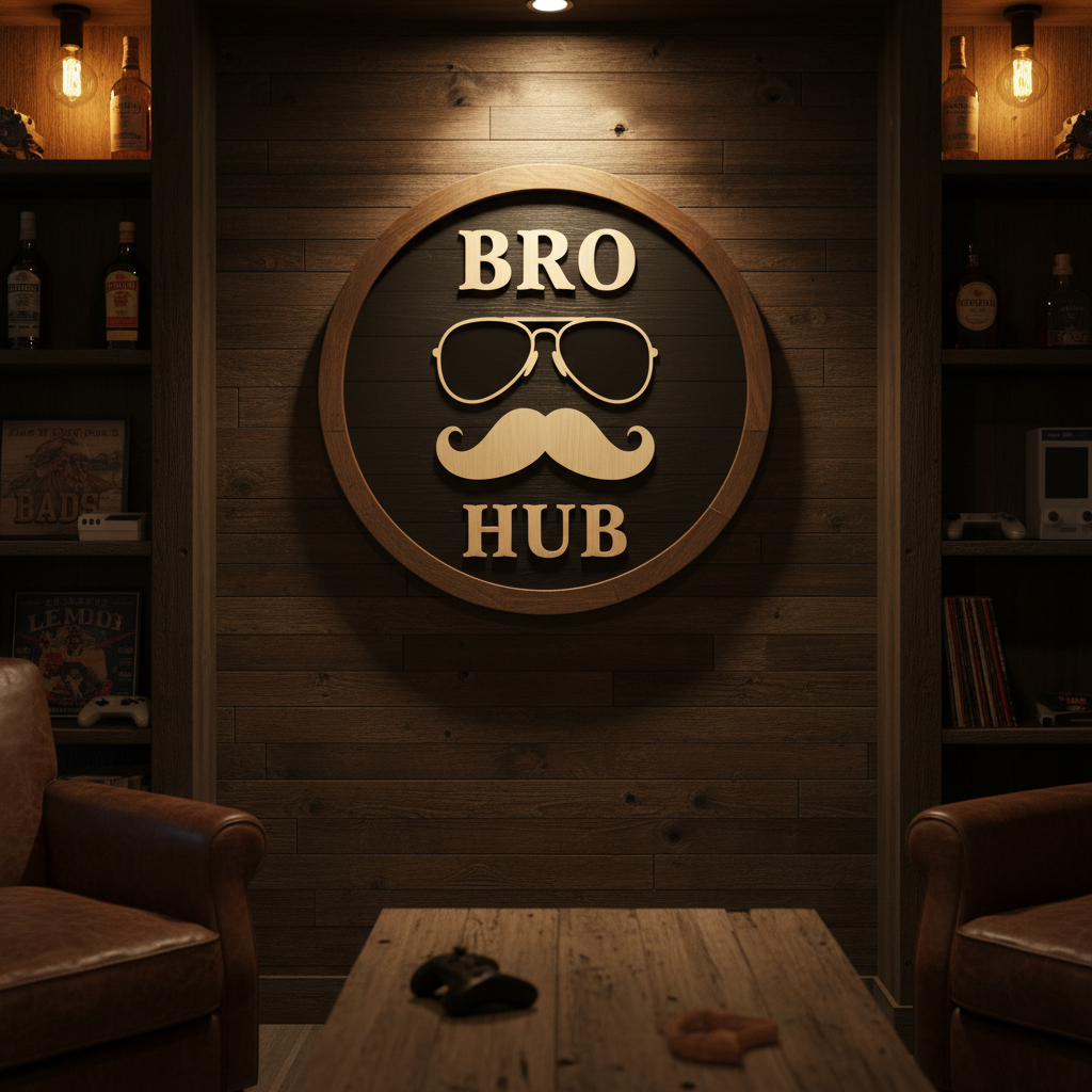 Bro Hub | DIY Wood Sign Kit | Laser-Cut Round Sign