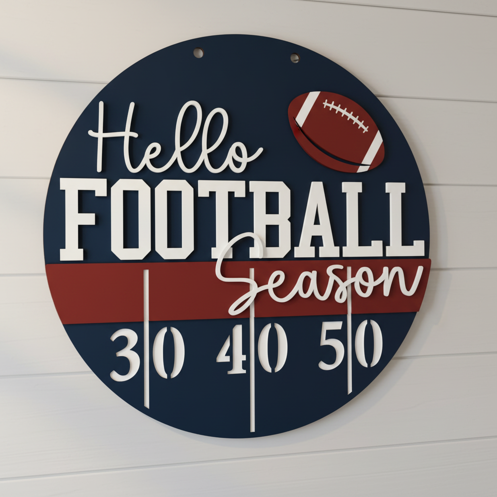 Finished Football Season sign on wall