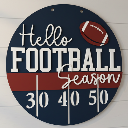 Finished Football Season sign on wall