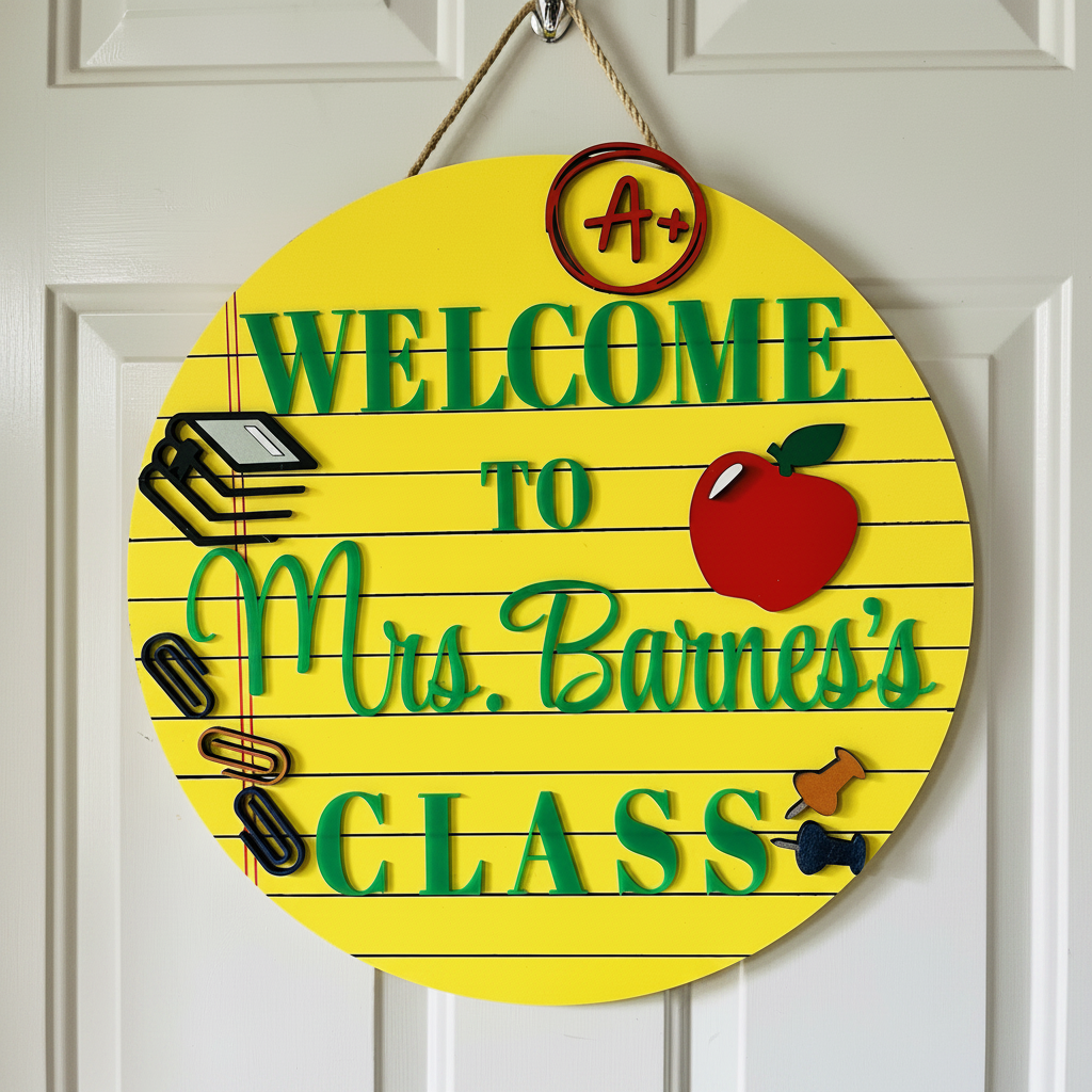 Welcome to Class teacher door hanger - professional product photo