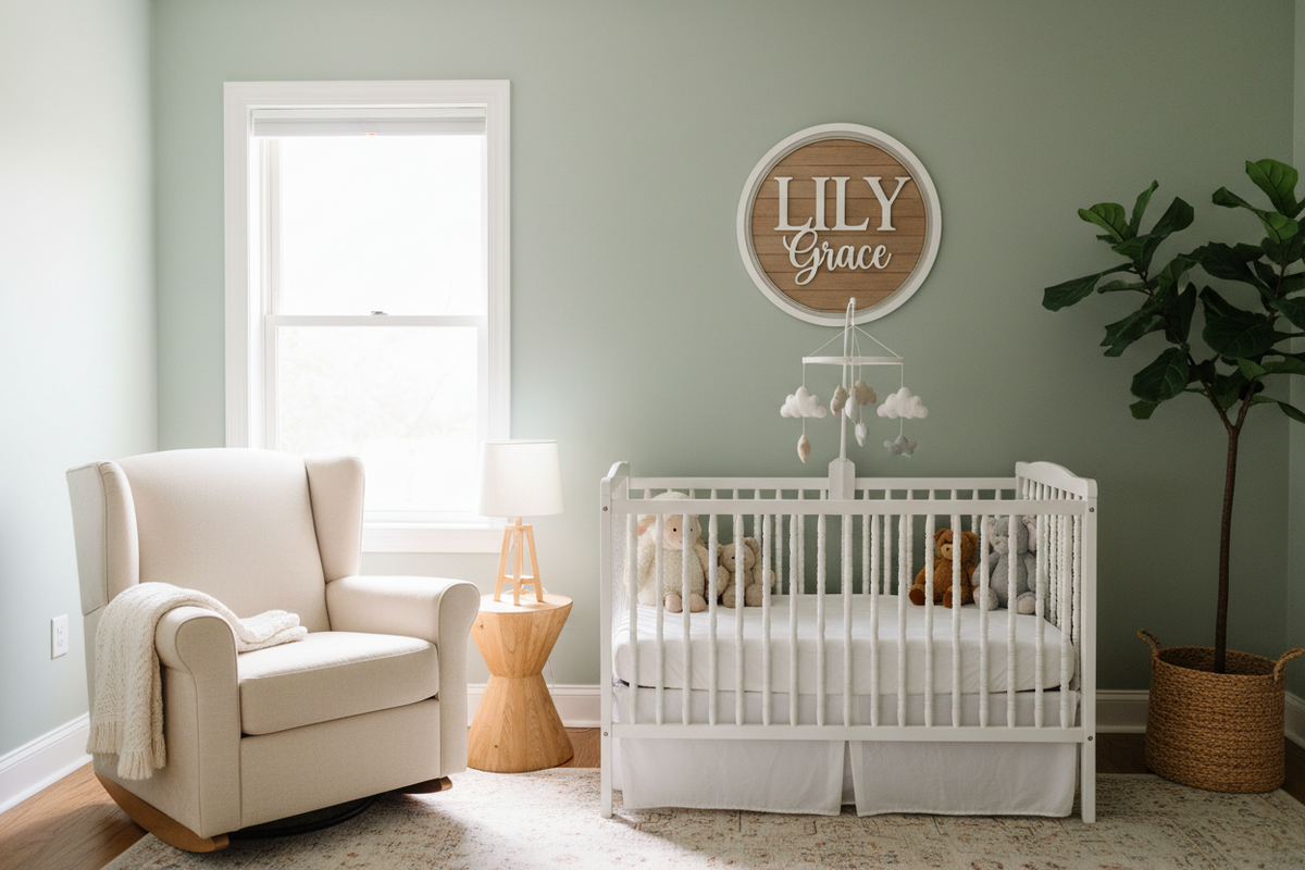 3D Round Nursery Name Sign - Personalized Wood Baby Name Wall Art ...