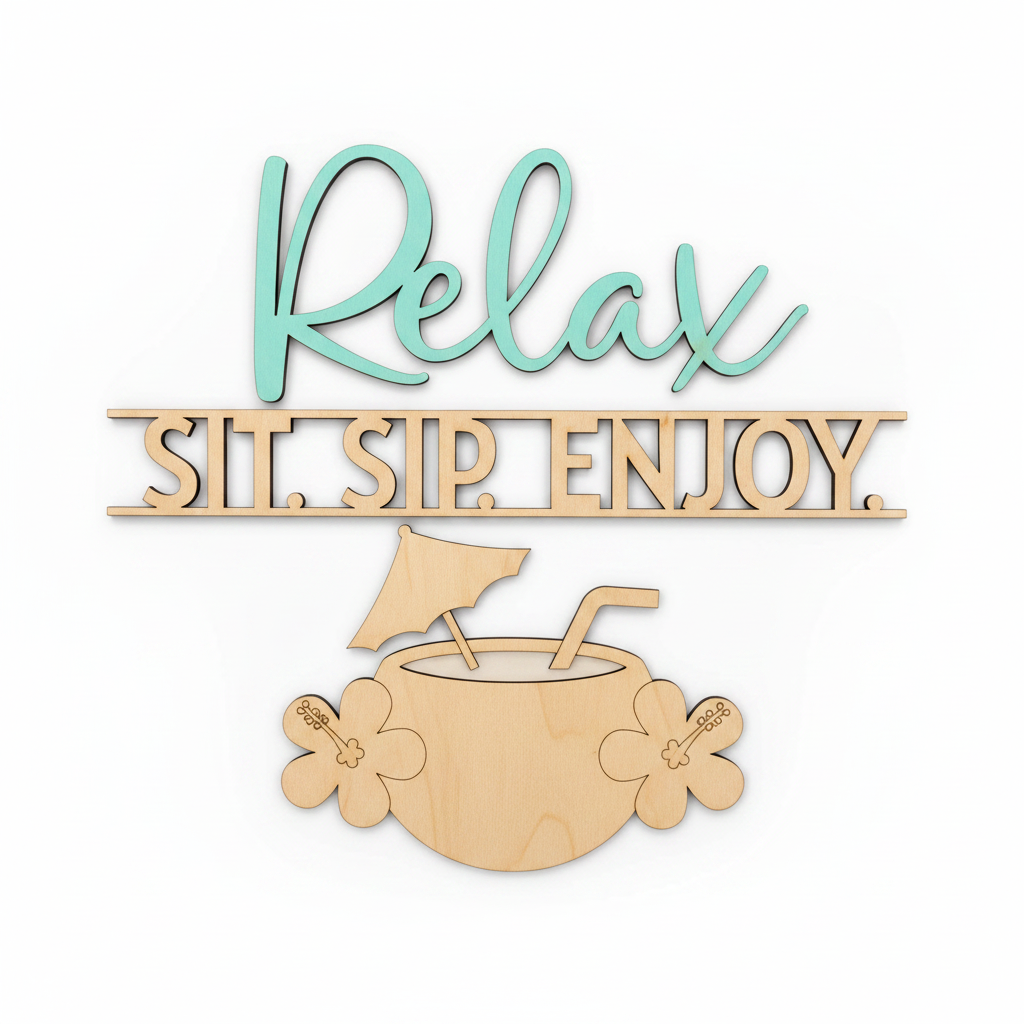 Relax Sit Sip Enjoy flat lay