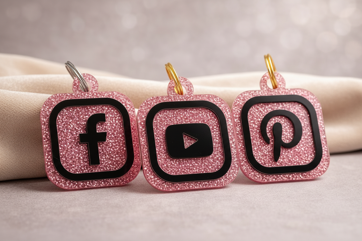 Rose Gold Glitter NFC Keychains