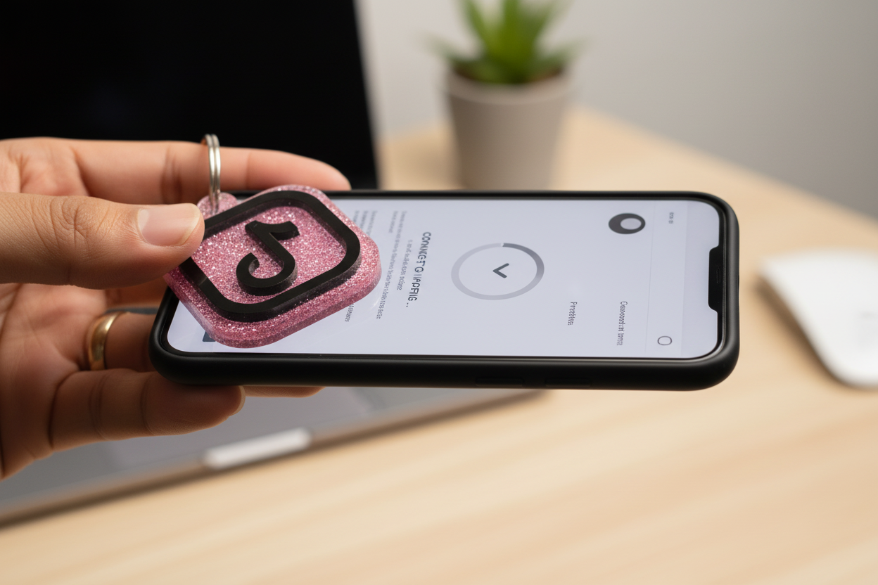 Scanning NFC Keychain Lifestyle Photo