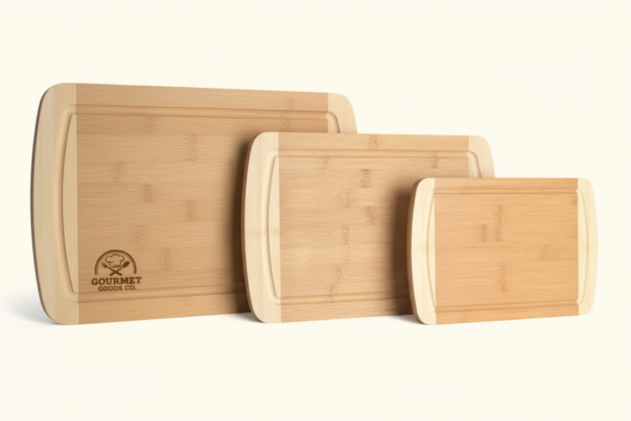 Size comparison of two-toned cutting board sets 