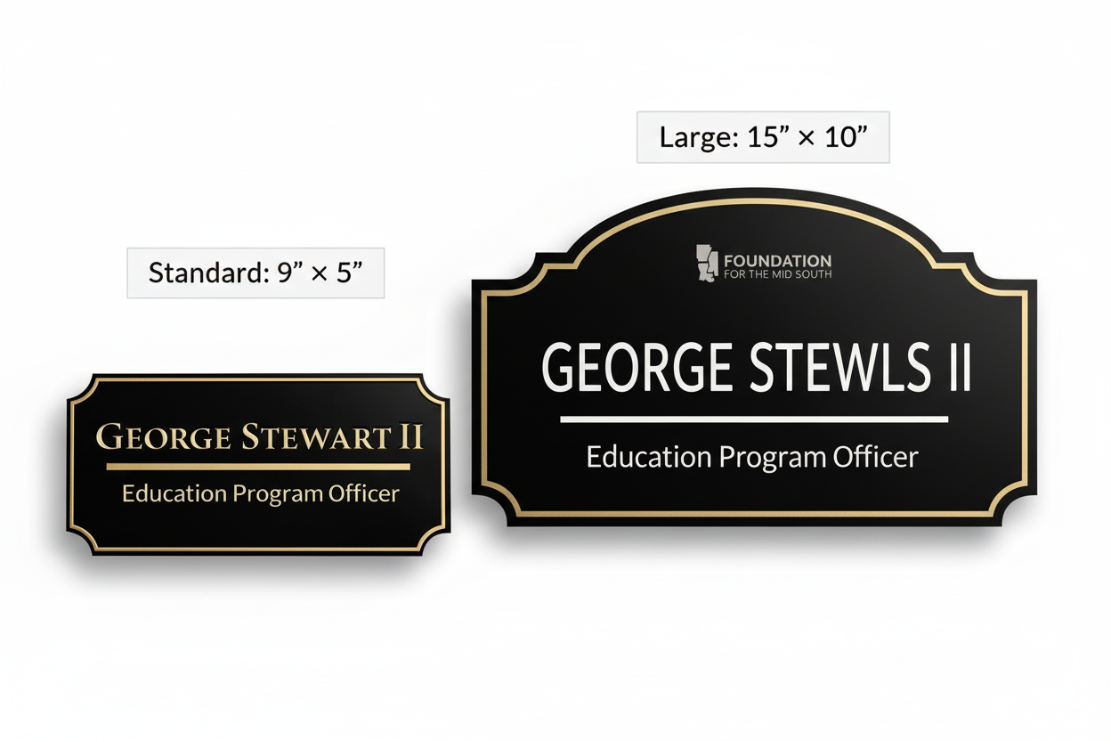 Size Comparison - Your Actual Name Plates