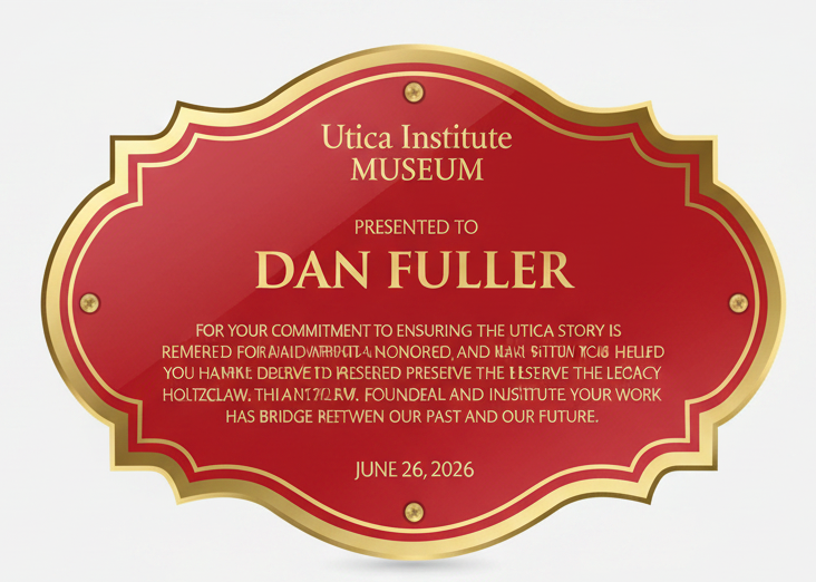 Utica Institute Museum plaques - red and black