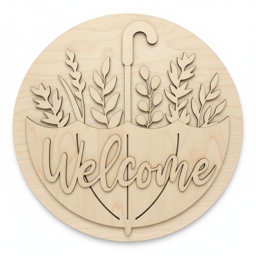 Welcome Botanical Umbrella flat lay