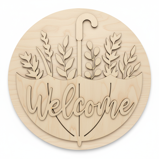 Welcome Botanical Umbrella flat lay