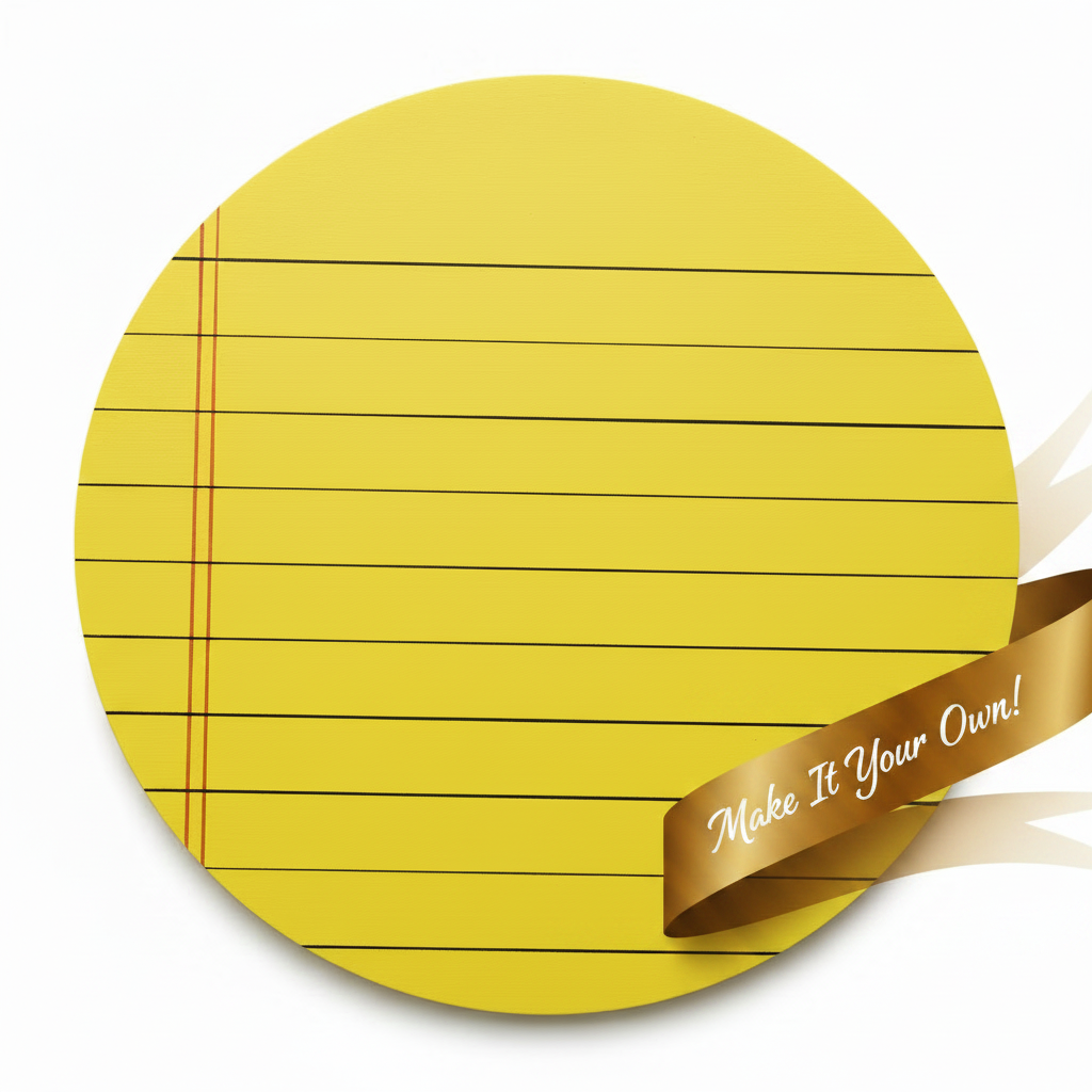Yellow notepad - ribbon with motion swoosh
